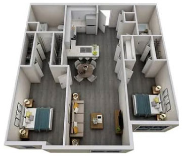 Unit B — 2 Bedroom + Den Floor Plan
